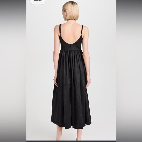 For Love And Lemons Doris Taffeta Midi Corset Dress Black White Lace Medium NWT - Picture 3 of 16